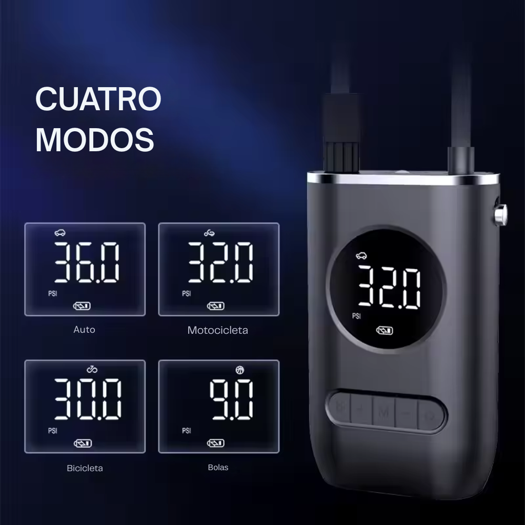Mini Compresor de Aire Digital Inalámbrico Portátil – Para Auto, Moto y Bicicleta