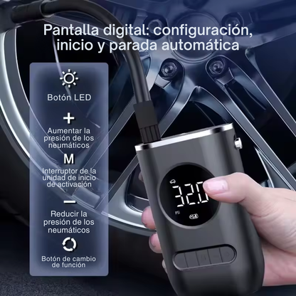 Mini Compresor de Aire Digital Inalámbrico Portátil – Para Auto, Moto y Bicicleta